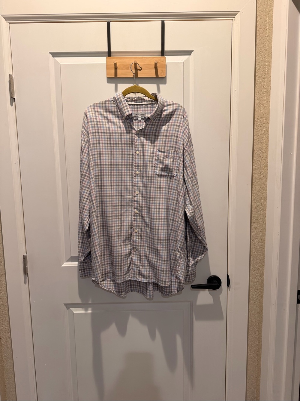 Peter Millar Lightweight Plaid Button-Down in Blue and Pink 522
